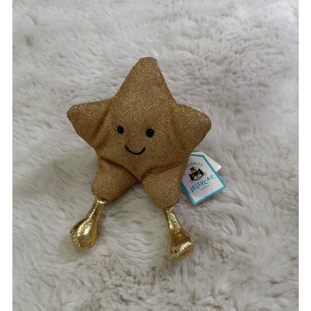Jellycat Amuseables Star Small Gold Glitter Plush Stuffed Animal NWT